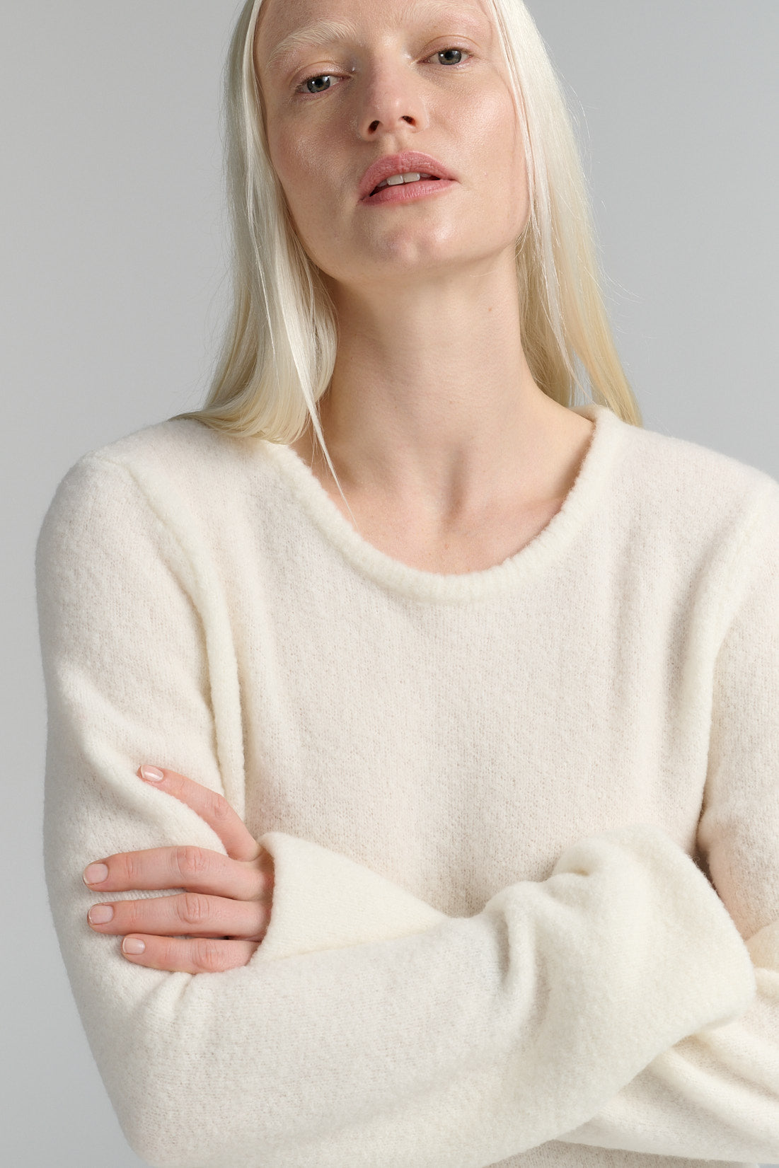 RHEA140. Boucle Dress. Cream