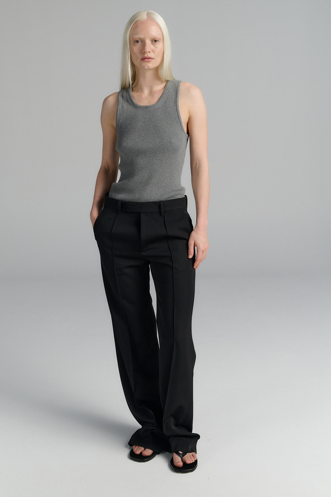 Ribbed Tank | Cotton Cashmere | Grey