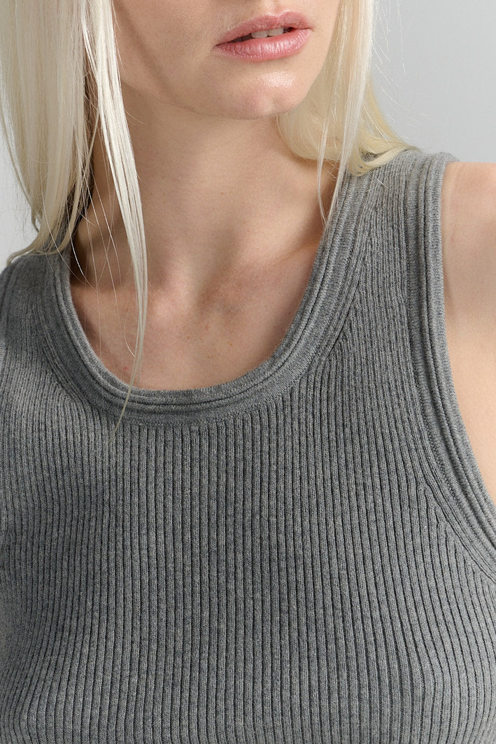 Ribbed Tank | Cotton Cashmere | Grey