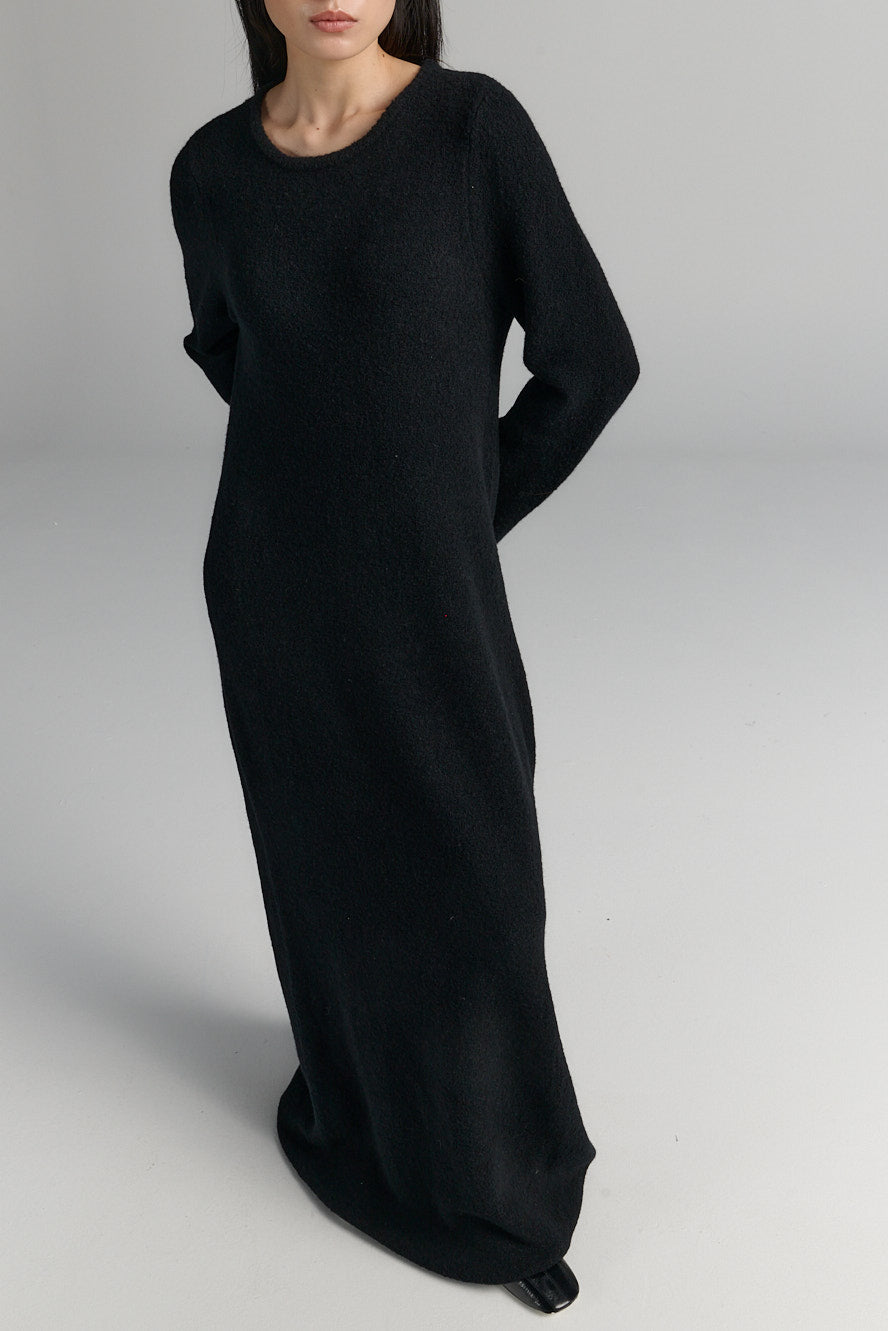 RHEA139. Boucle Dress. Black