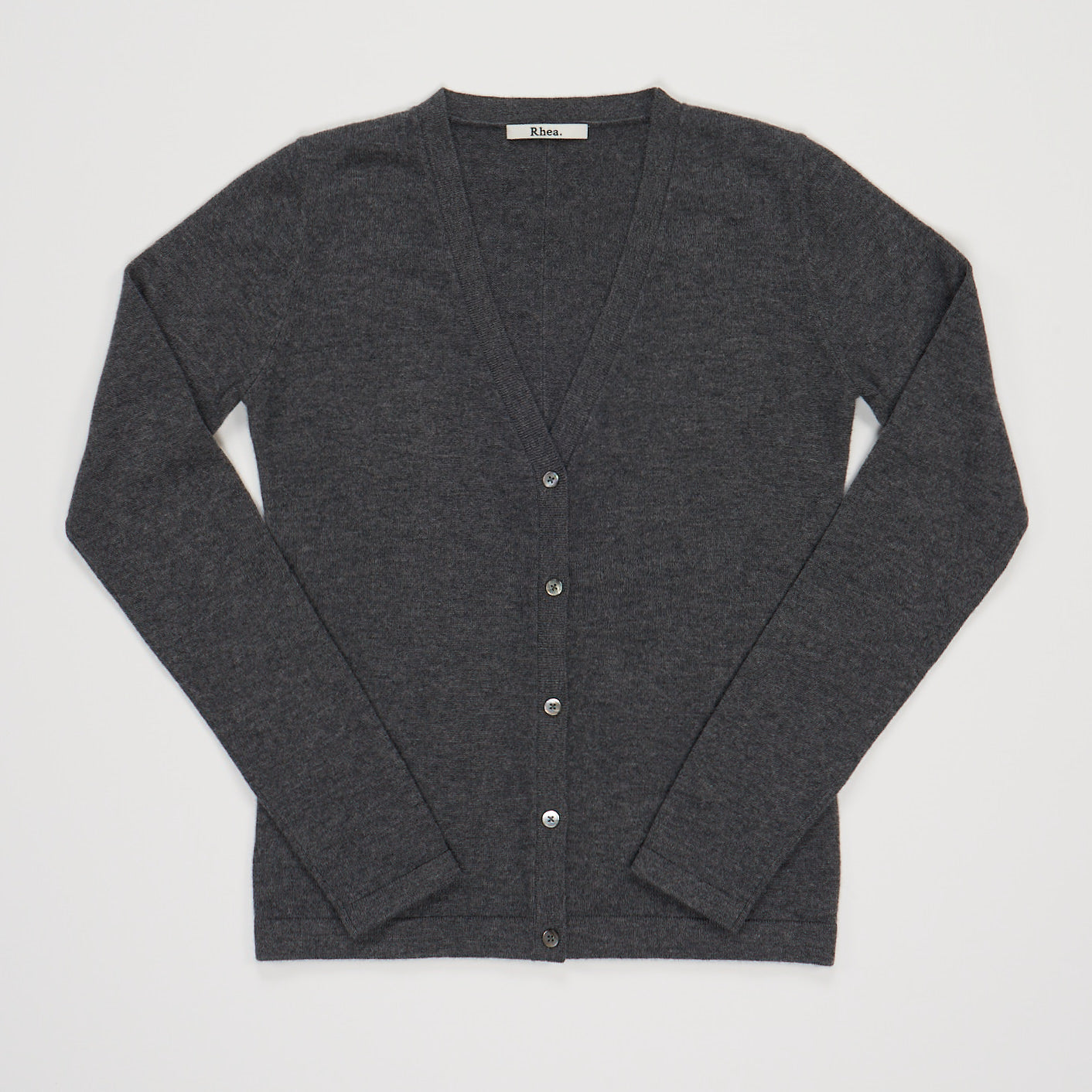 RHEA182 | V Cardigan | Wool Cashmere | Grey