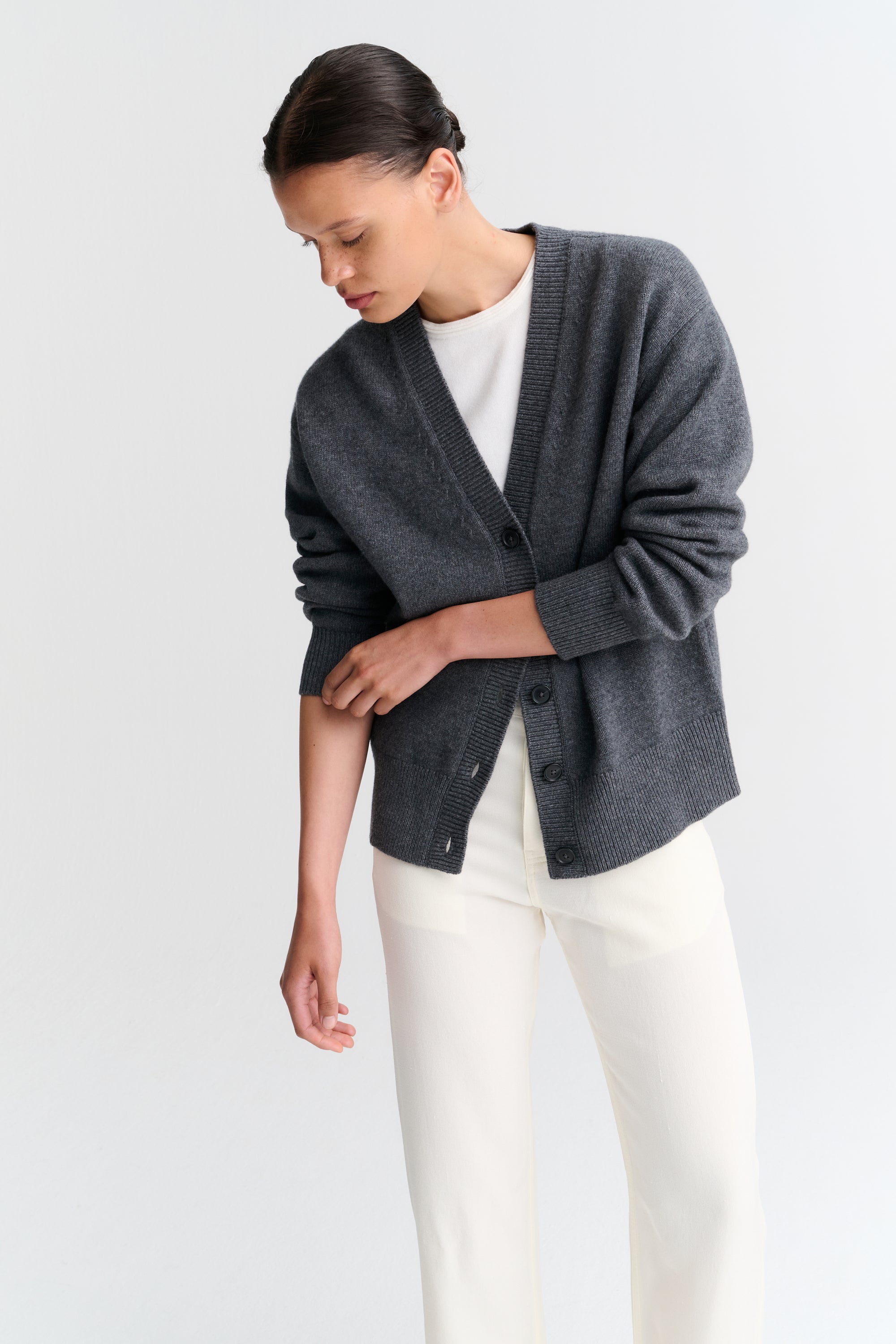 Heavy Cardigan | Wool Cashmere | Grey