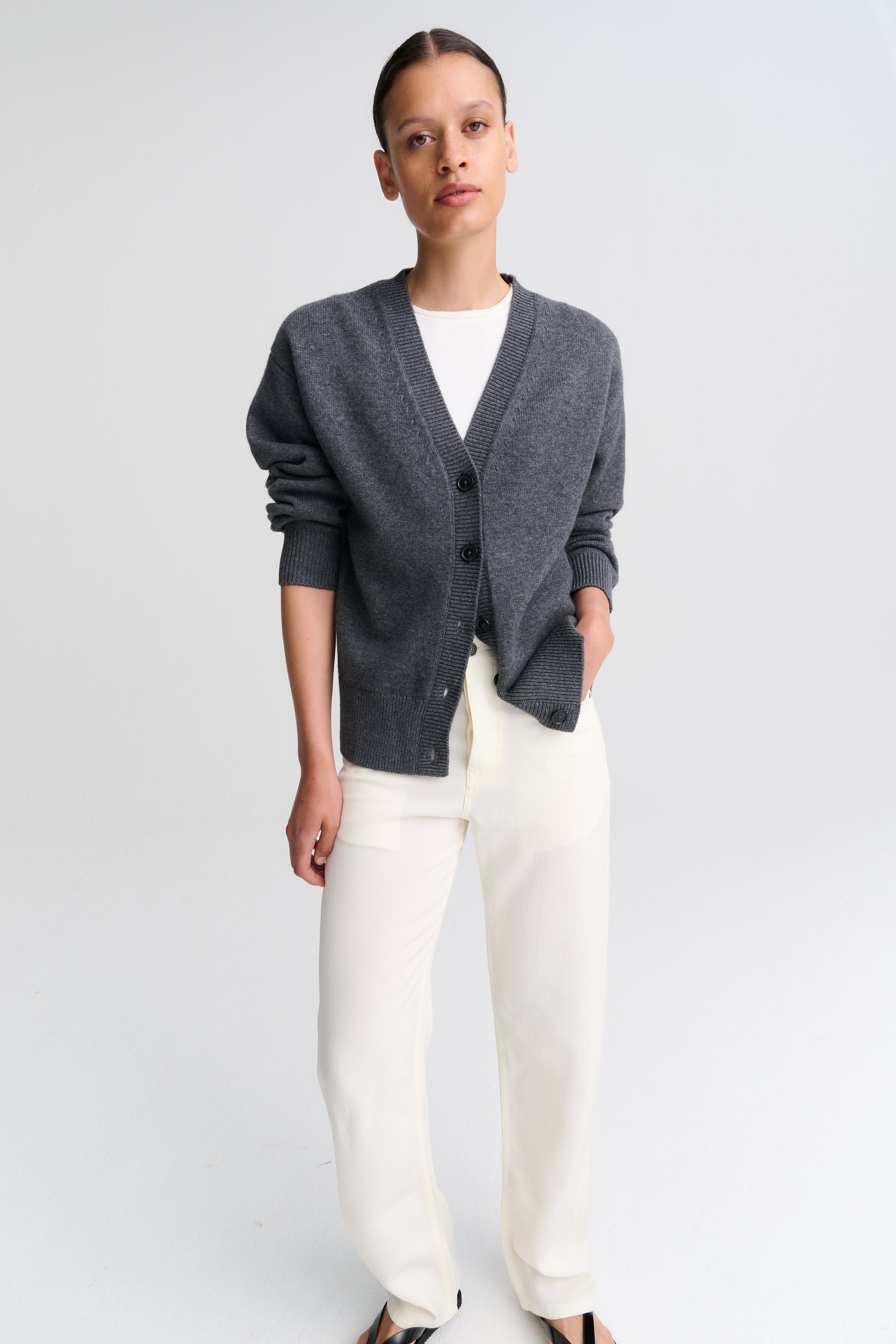 Heavy Cardigan | Wool Cashmere | Grey