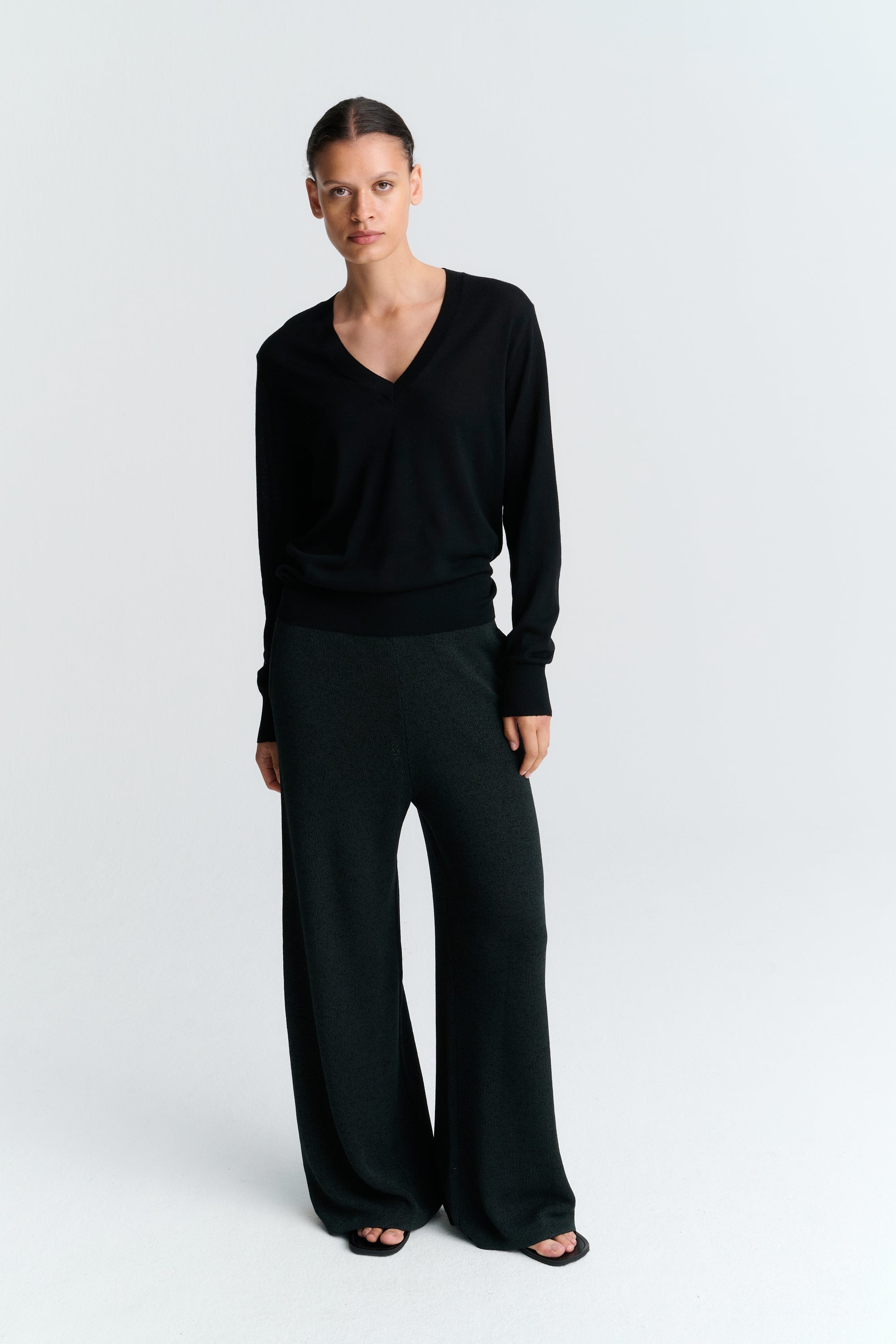 V Neck | Merino Wool | Black