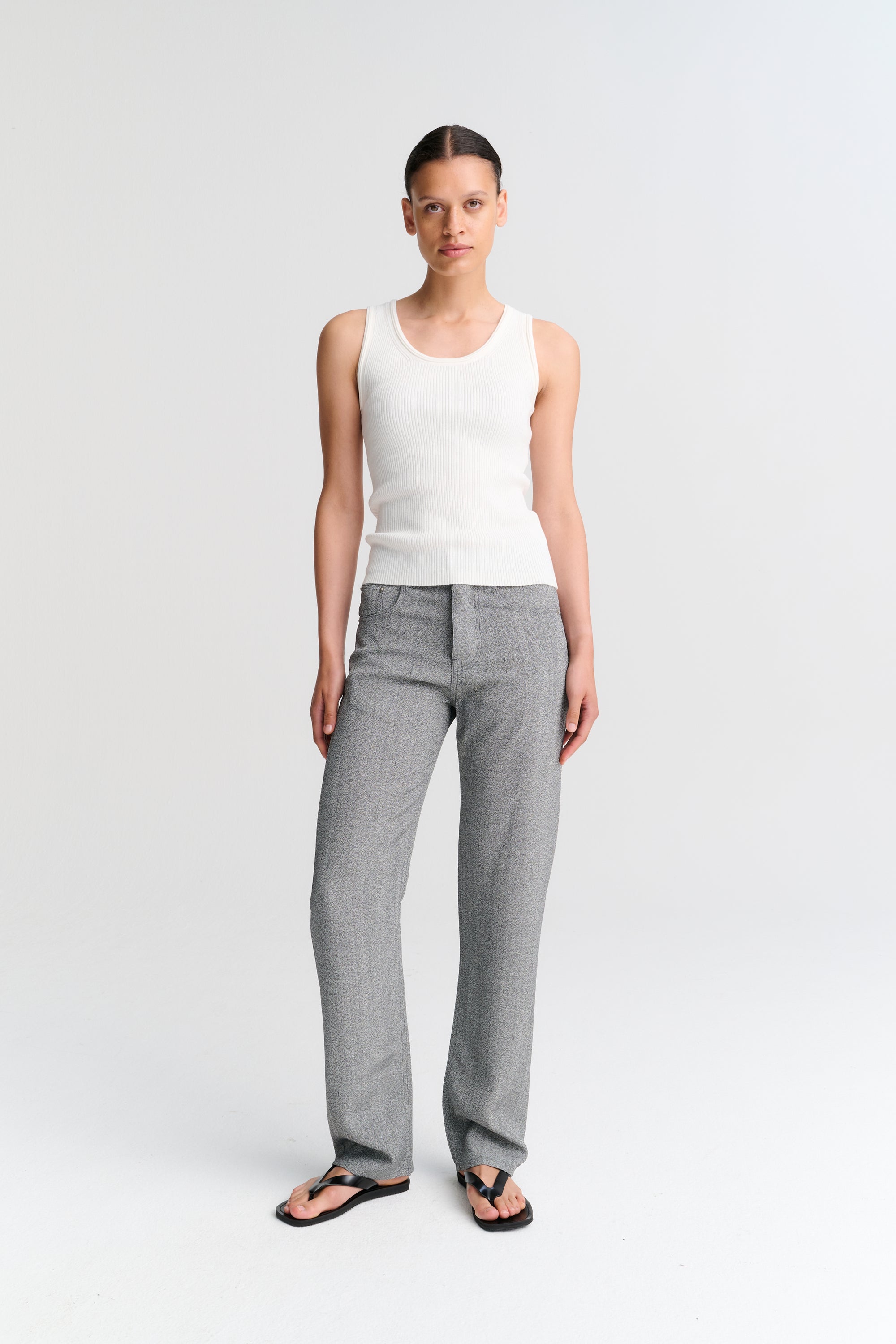 RHEA149 | Ribbed Tank | Cotton Cashmere | Off White