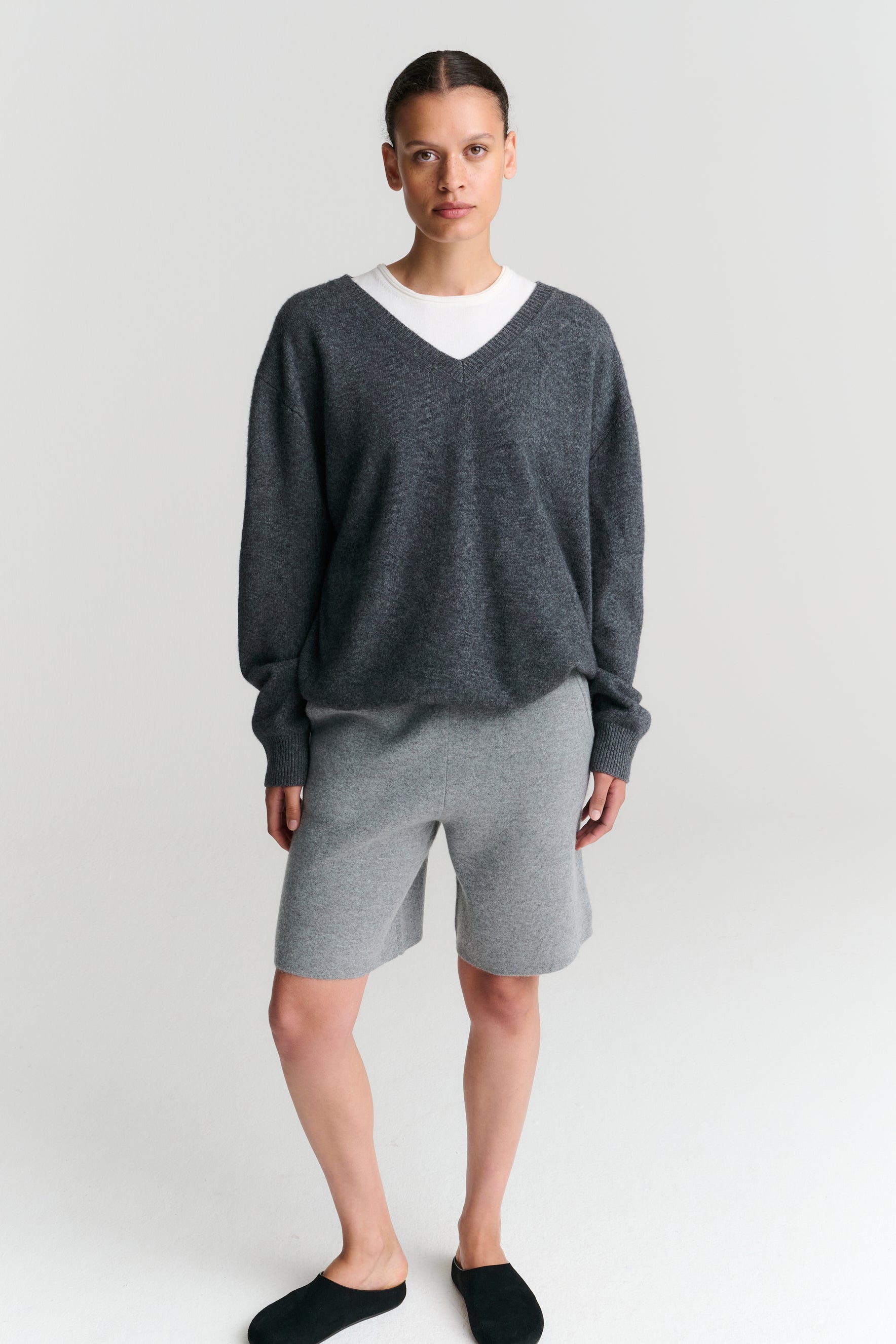 V Neck | Wool Cashmere | Grey