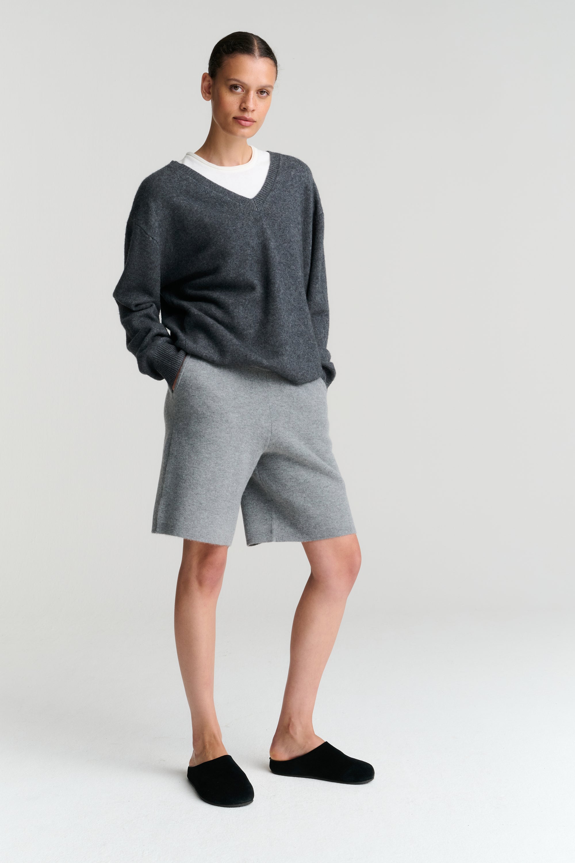 V Neck | Wool Cashmere | Grey