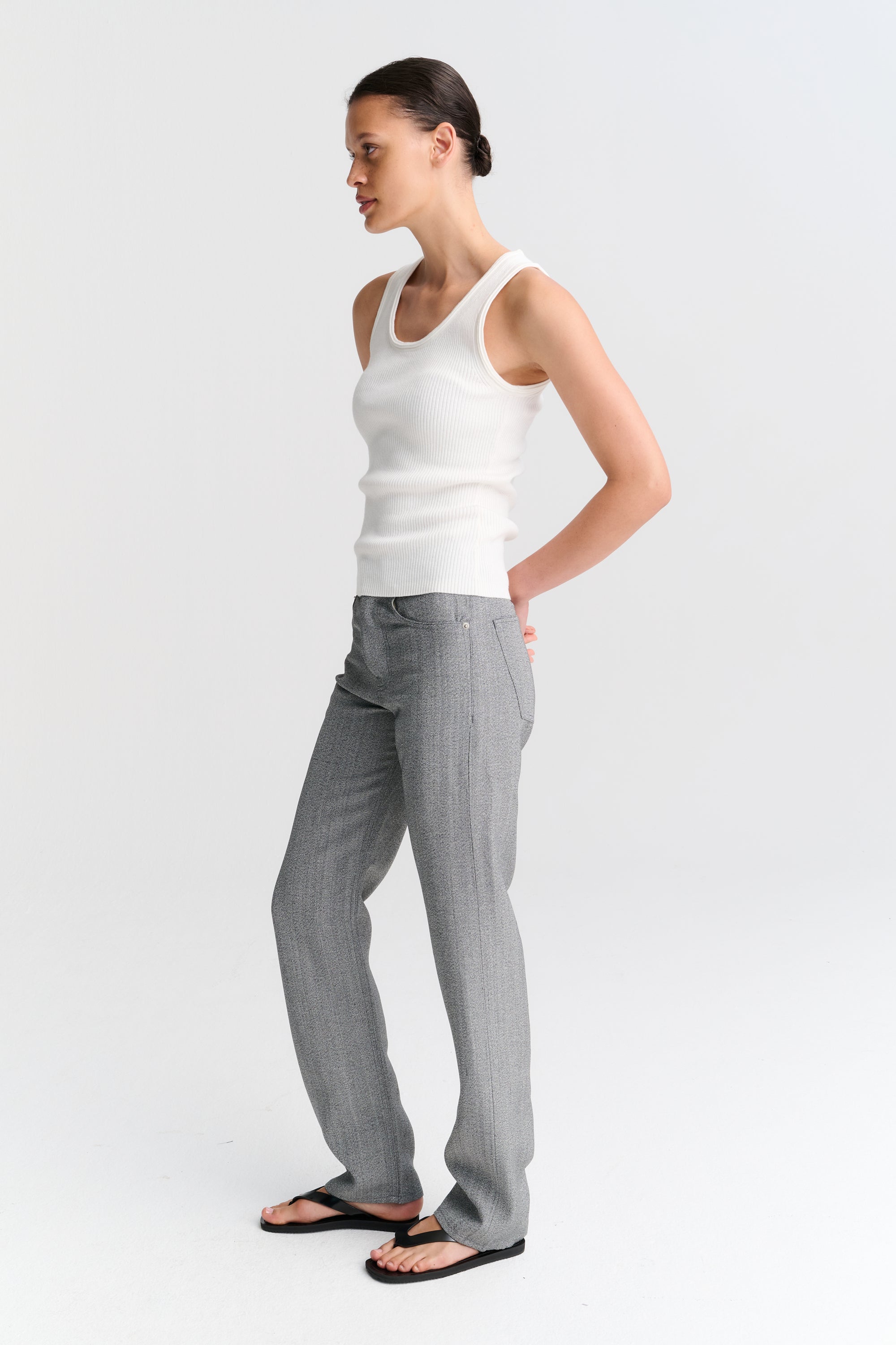 RHEA149 | Ribbed Tank | Cotton Cashmere | Off White