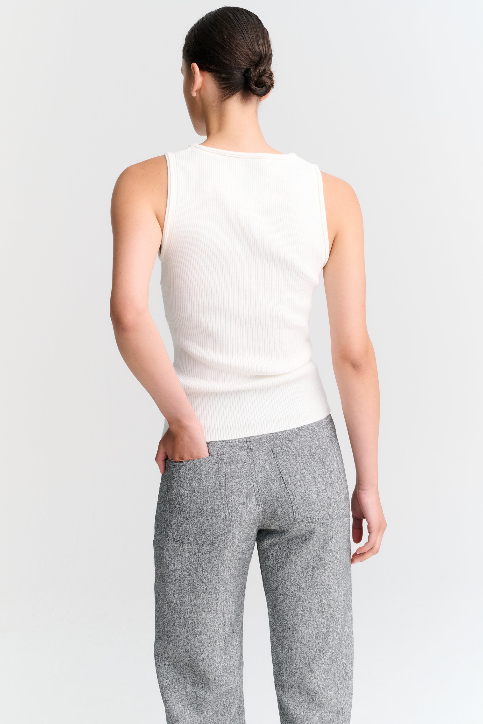 RHEA149 | Ribbed Tank | Cotton Cashmere | Off White