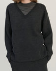 Double Knitted V | Merino Wool | Dark Grey