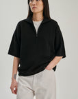 SW30.01 | Zip Polo | Lyocell Wool | Black