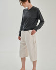 SW35.12 | High V Neck | Olive | Silk Wool Cashmere