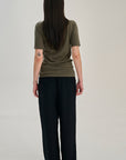 SW34.12 | Long Fitted Tshirt | Olive | Silk Wool Cashmere