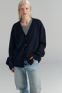 Heavy Cardigan | Wool Cashmere | Navy