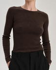Rib Longsleeve T | Merino Wool | Dark Brown