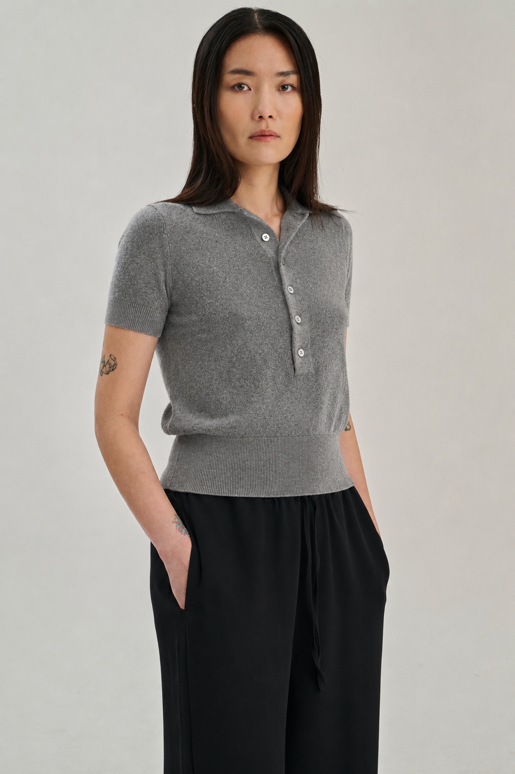 SW20.05 | Polo | Wool Cashmere | Mid Grey
