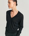 V Neck | Merino Wool |  Black