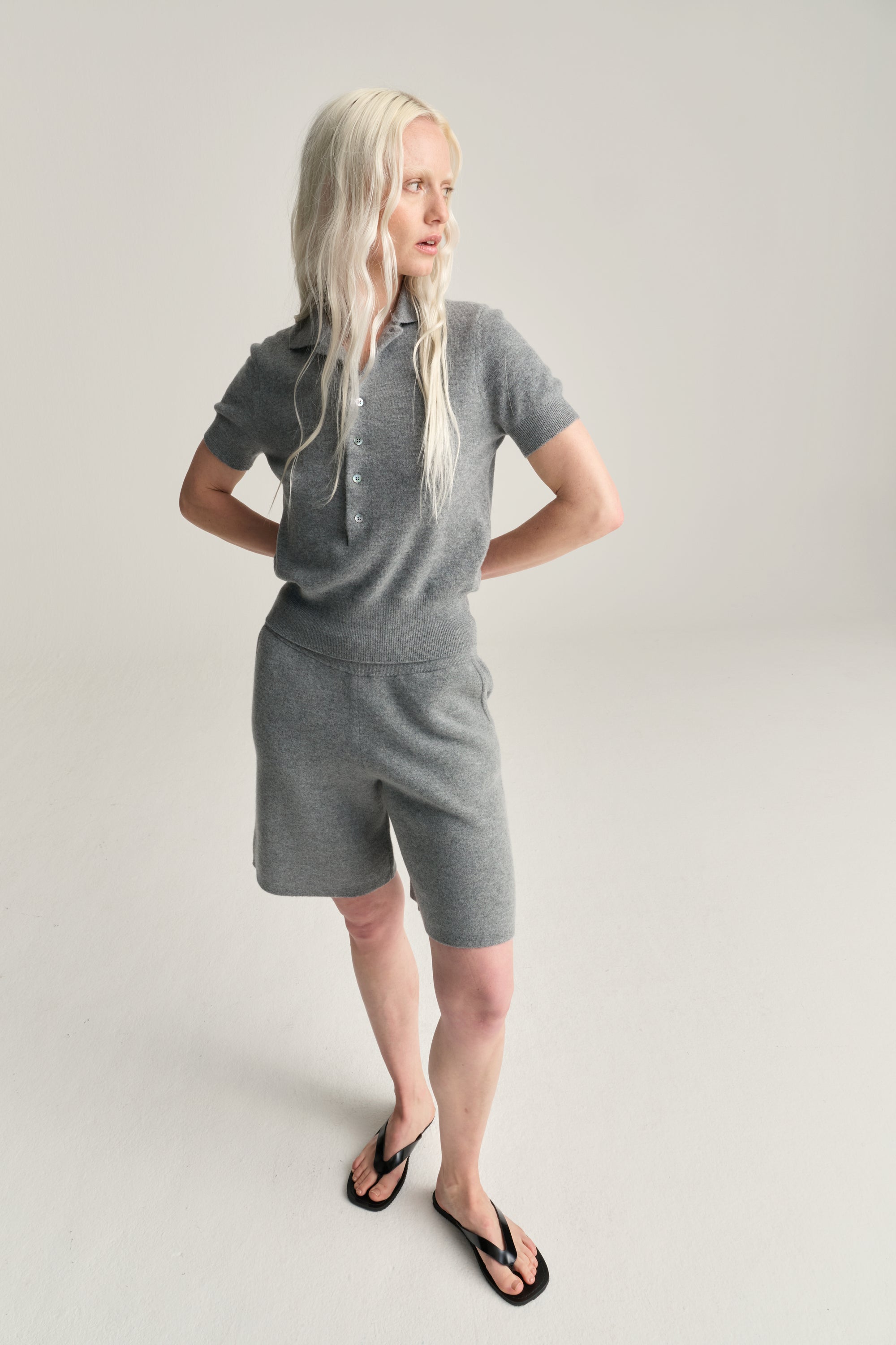 SW20.05 | Polo | Wool Cashmere | Mid Grey