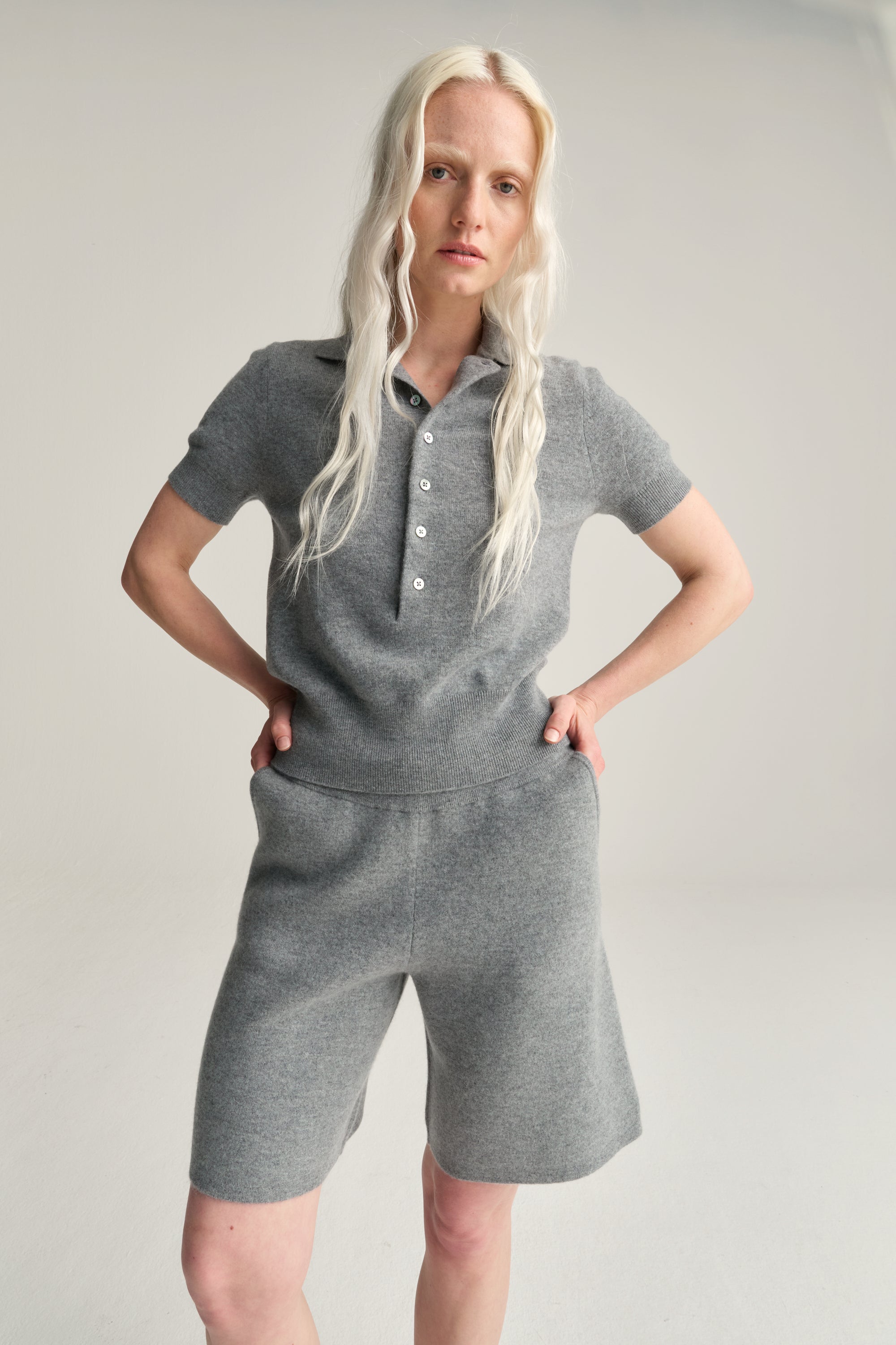 SW20.05 | Polo | Wool Cashmere | Mid Grey