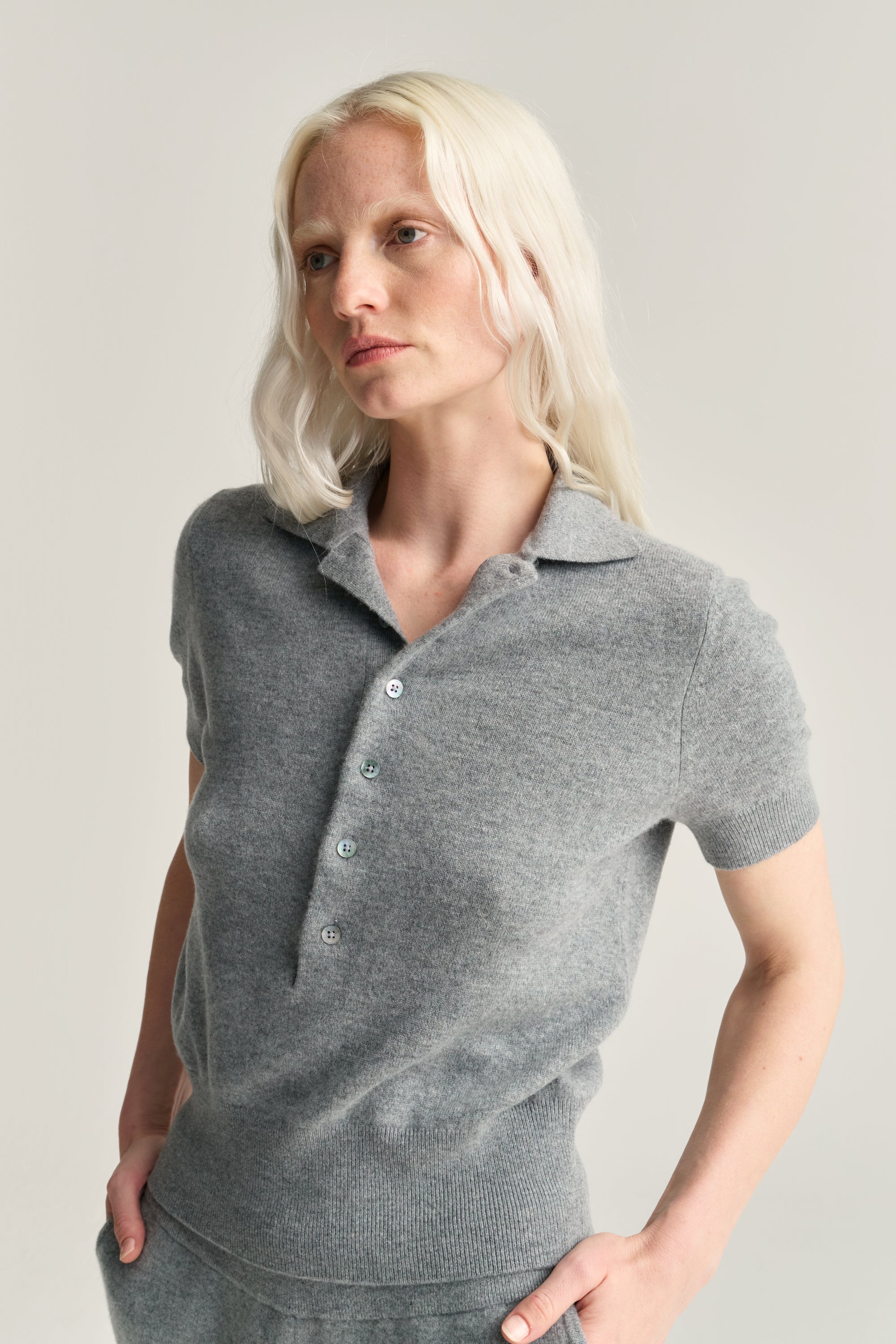 SW20.05 | Polo | Wool Cashmere | Mid Grey
