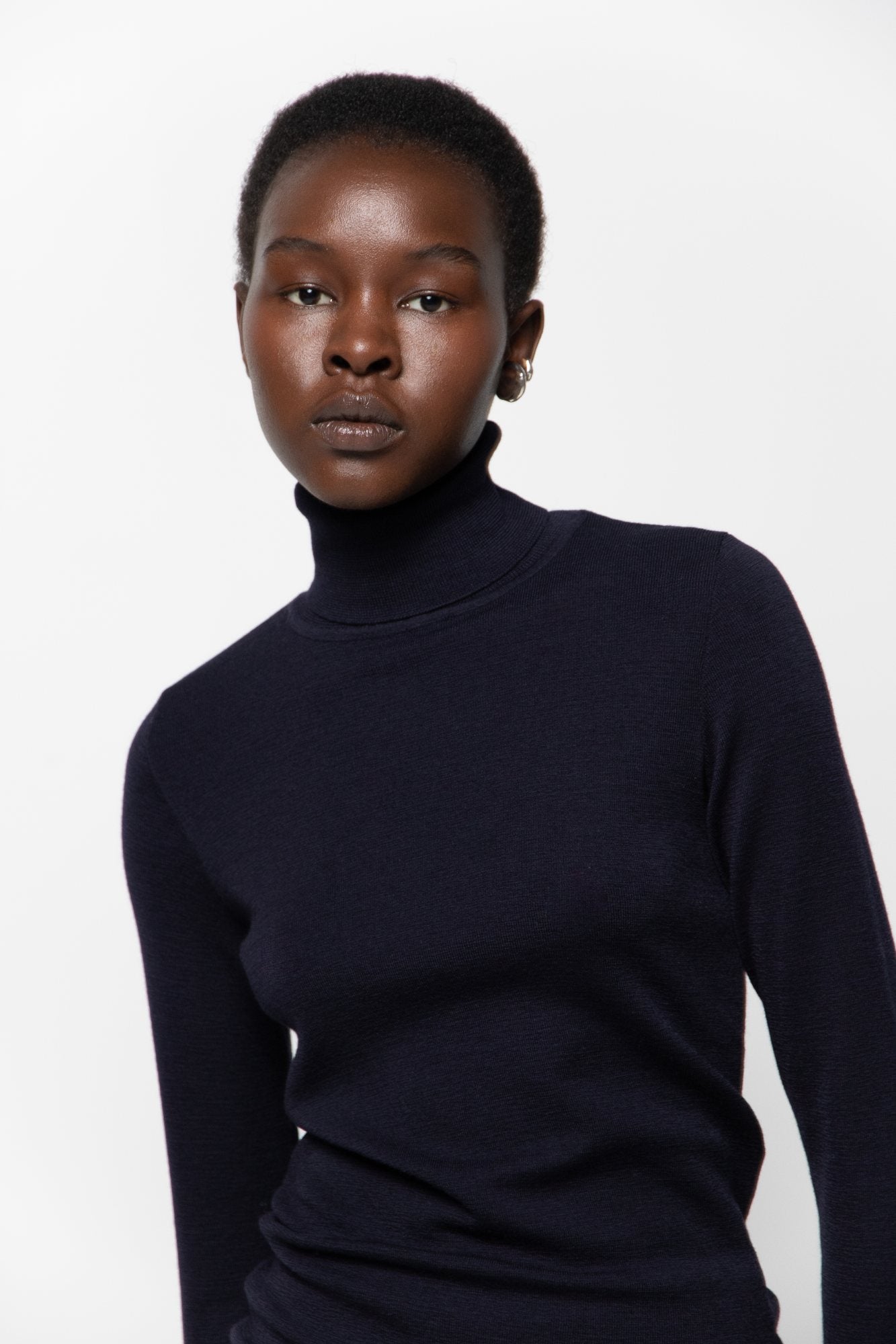 Womens navy polo outlet neck jumper