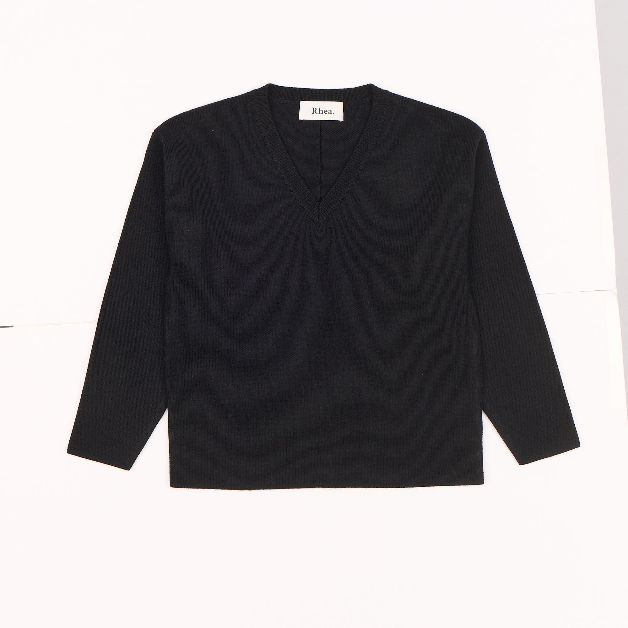 Double Knitted V | Merino Wool | Black