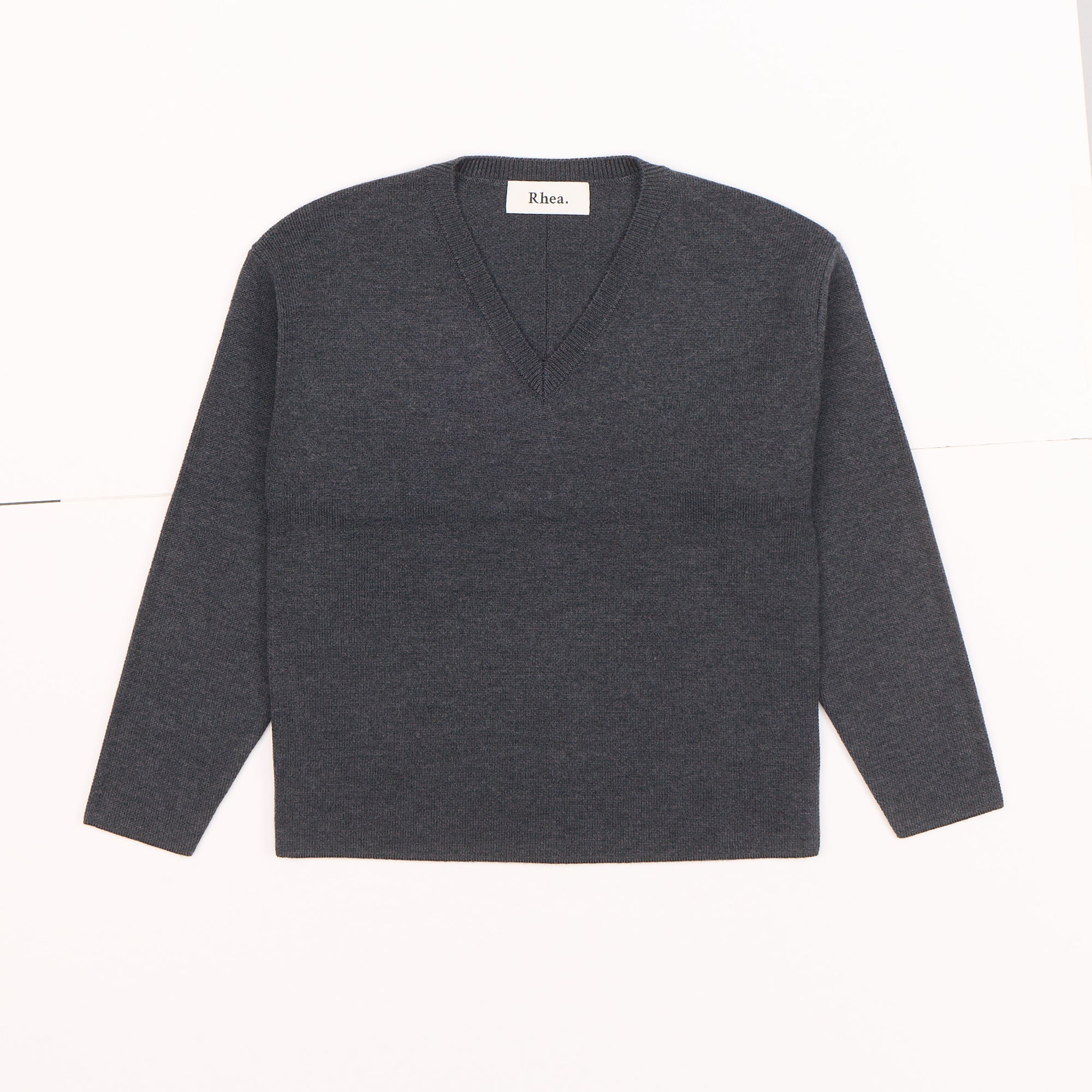 Double Knitted V |  Merino Wool | Dark Grey