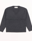 Double Knitted V |  Merino Wool | Dark Grey