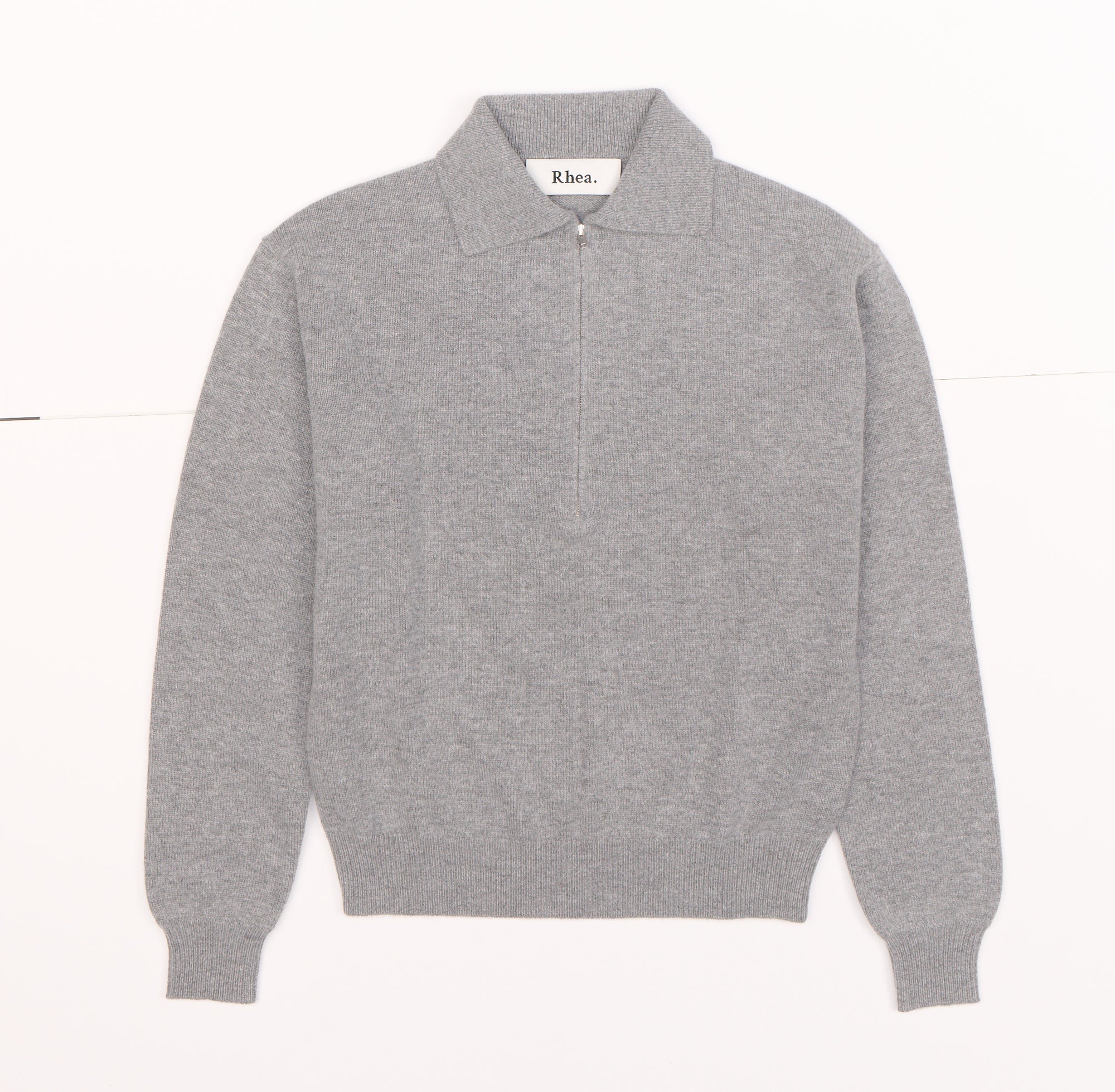 Zip Polo | Grey | Wool &amp; Cashmere