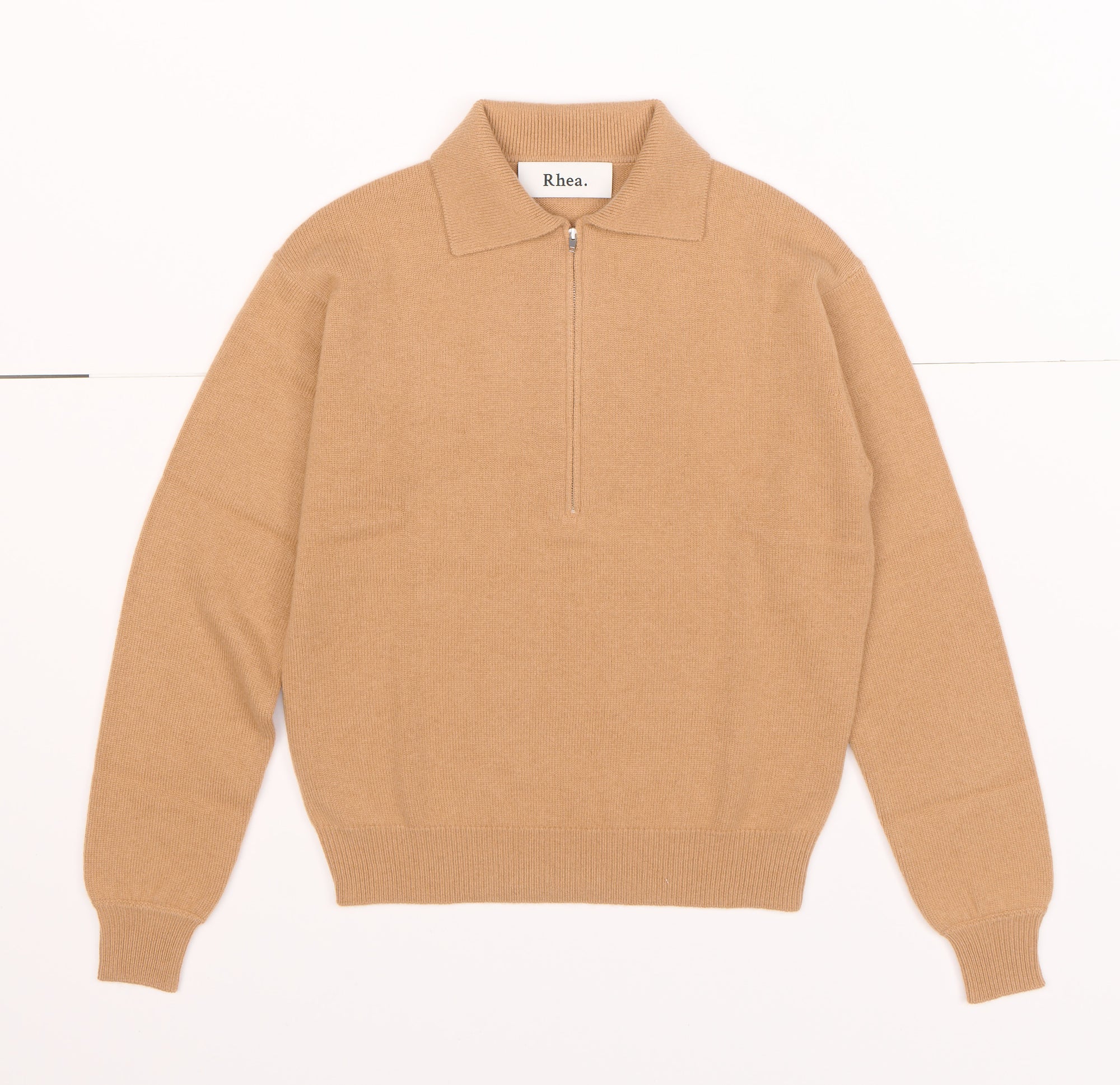 SW08.09 | Zip-Polo | Camel | Wolle &amp; Kaschmir