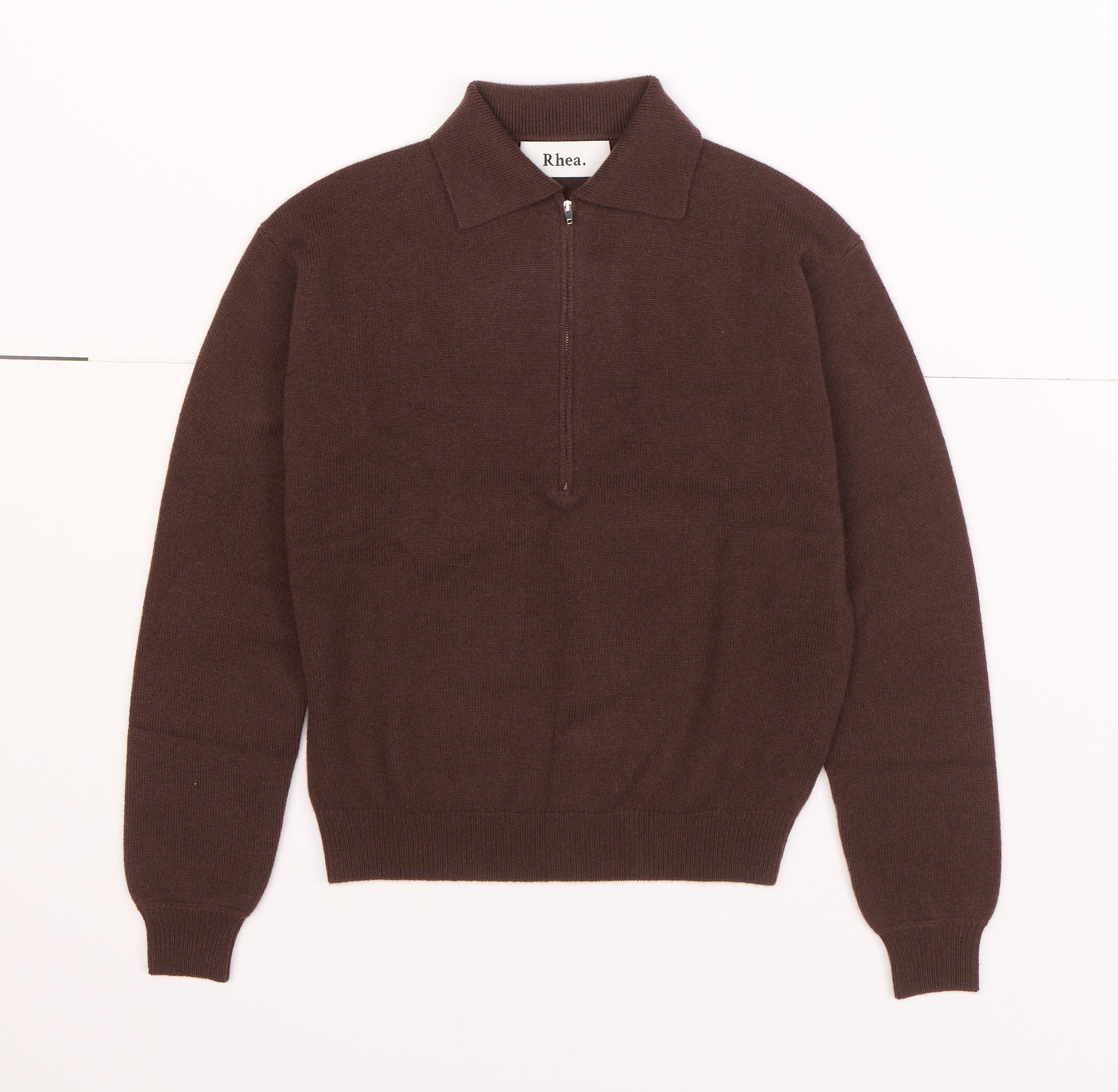 Zip Polo | Dark Brown | Wool &amp; Cashmere