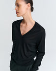 V Neck | Merino Wool |  Black