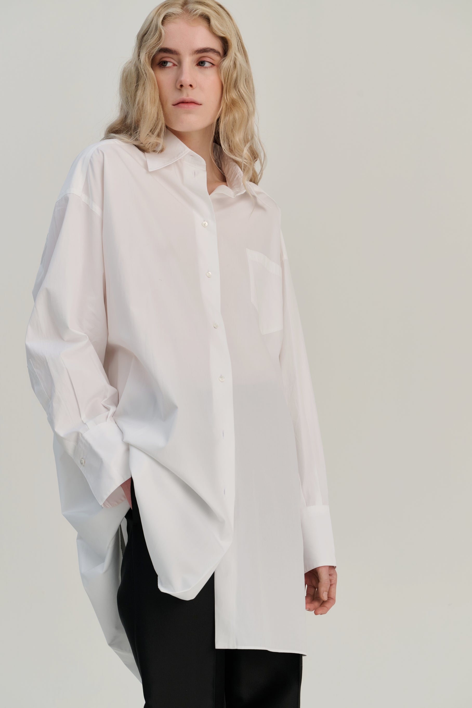 RHEA112 | Shirt Dress | Cotton | White