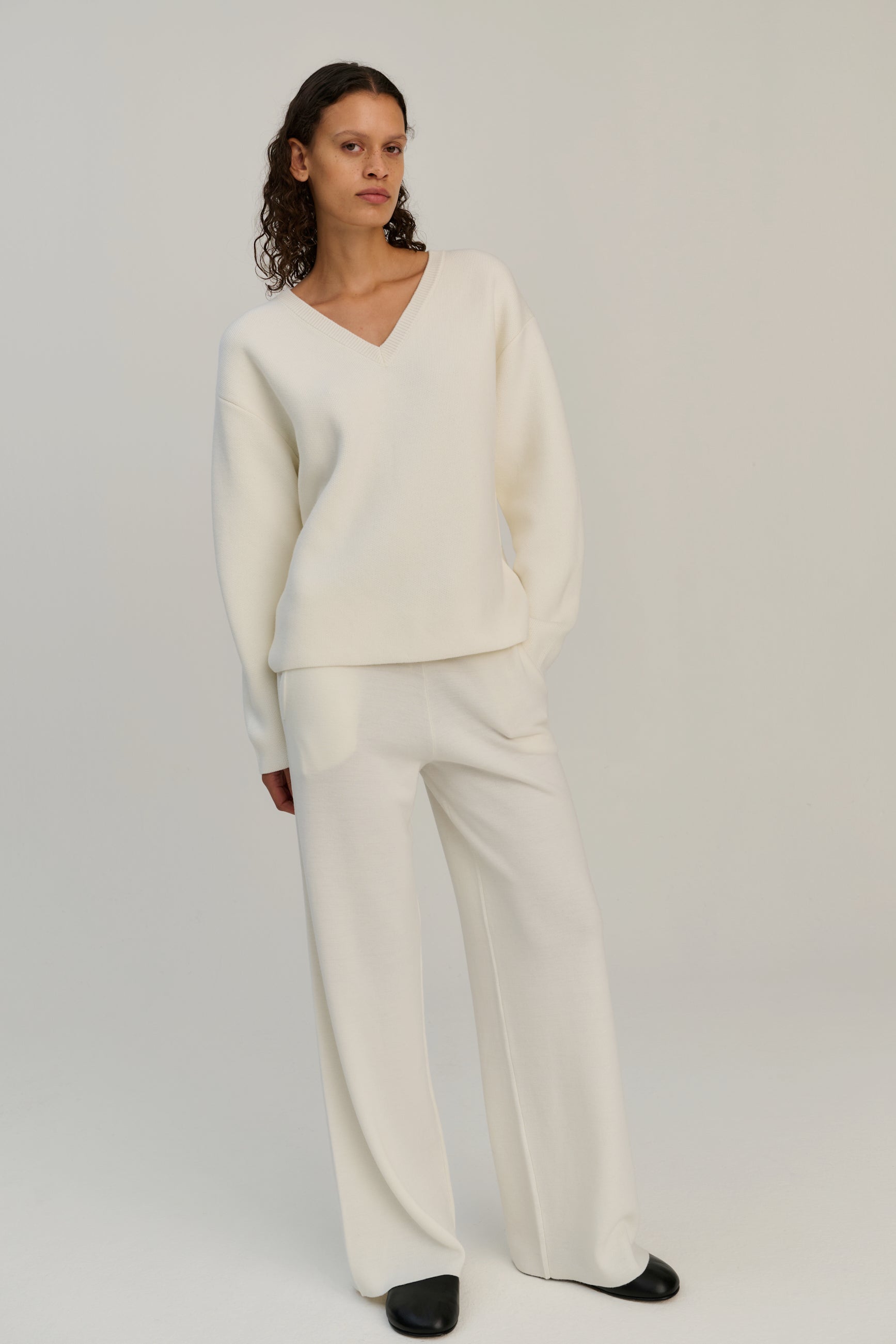 Double Knitted V | Merino Wool | Offwhite