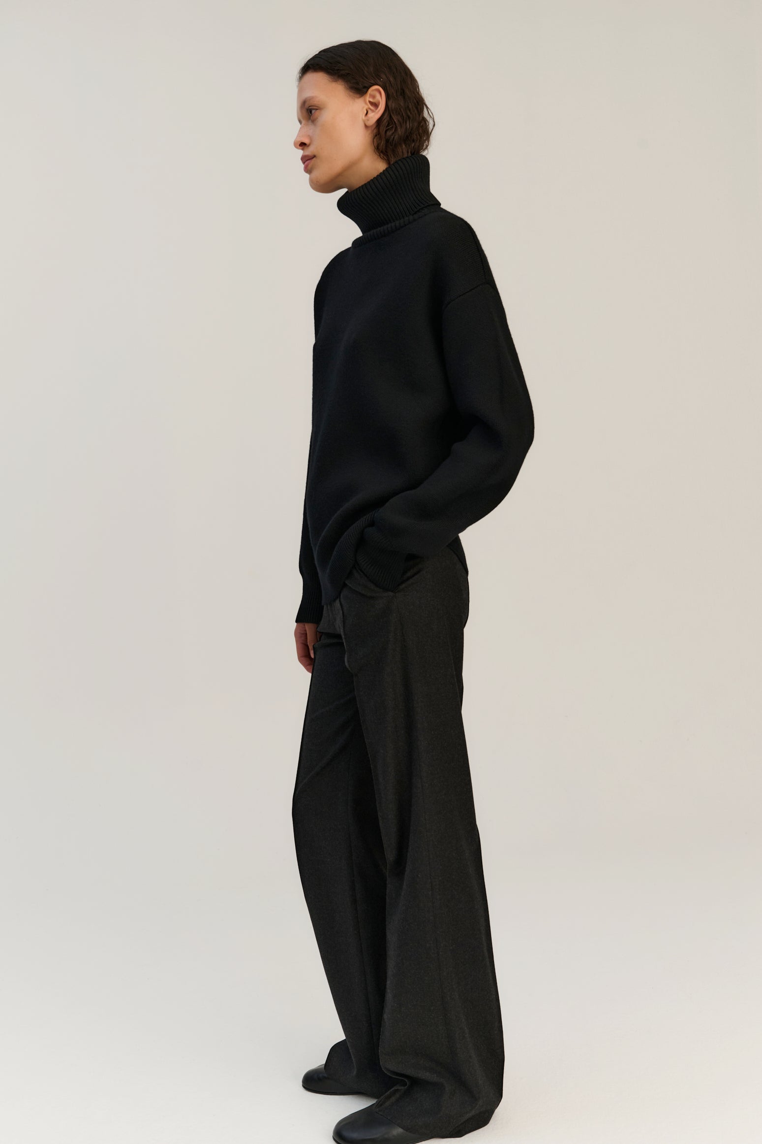 Double Knitted Turtle | Merino Wool | Black