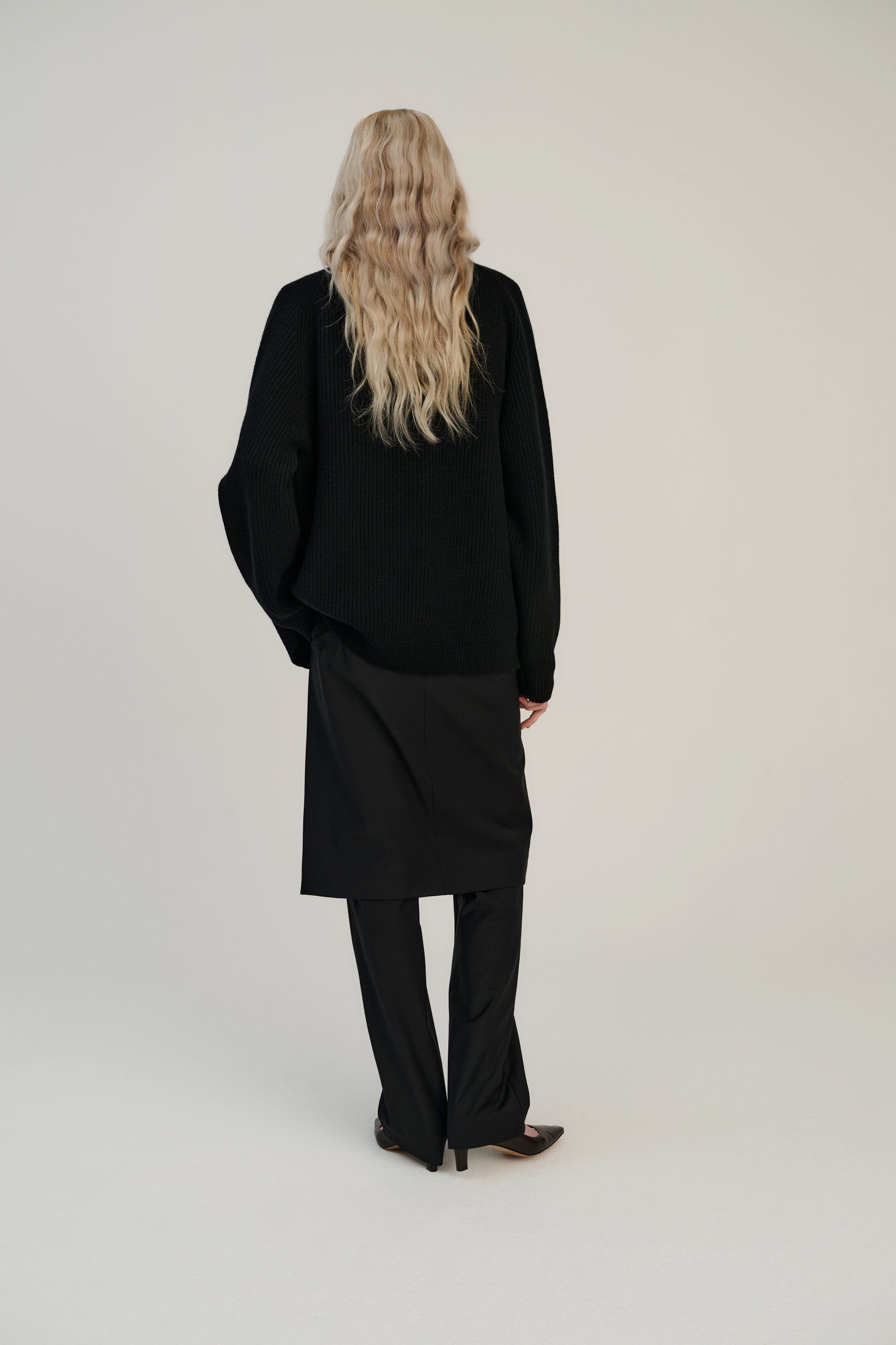 Rib Cardigan | Black | Wool &amp; Cashmere