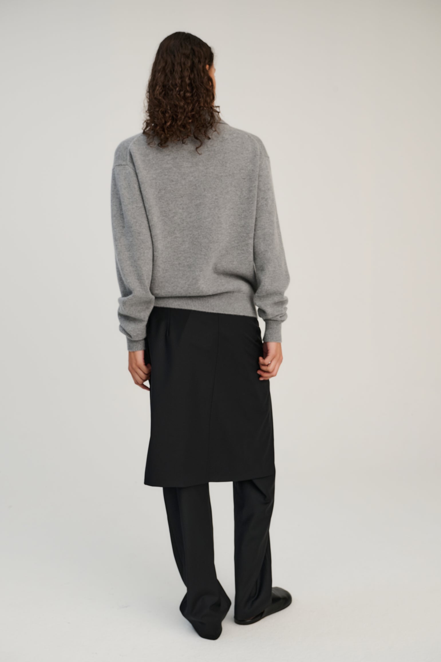 Zip Polo | Grey | Wool &amp; Cashmere