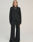 Double Knitted V |  Merino Wool | Dark Grey