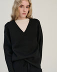 Double Knitted V | Merino Wool | Black