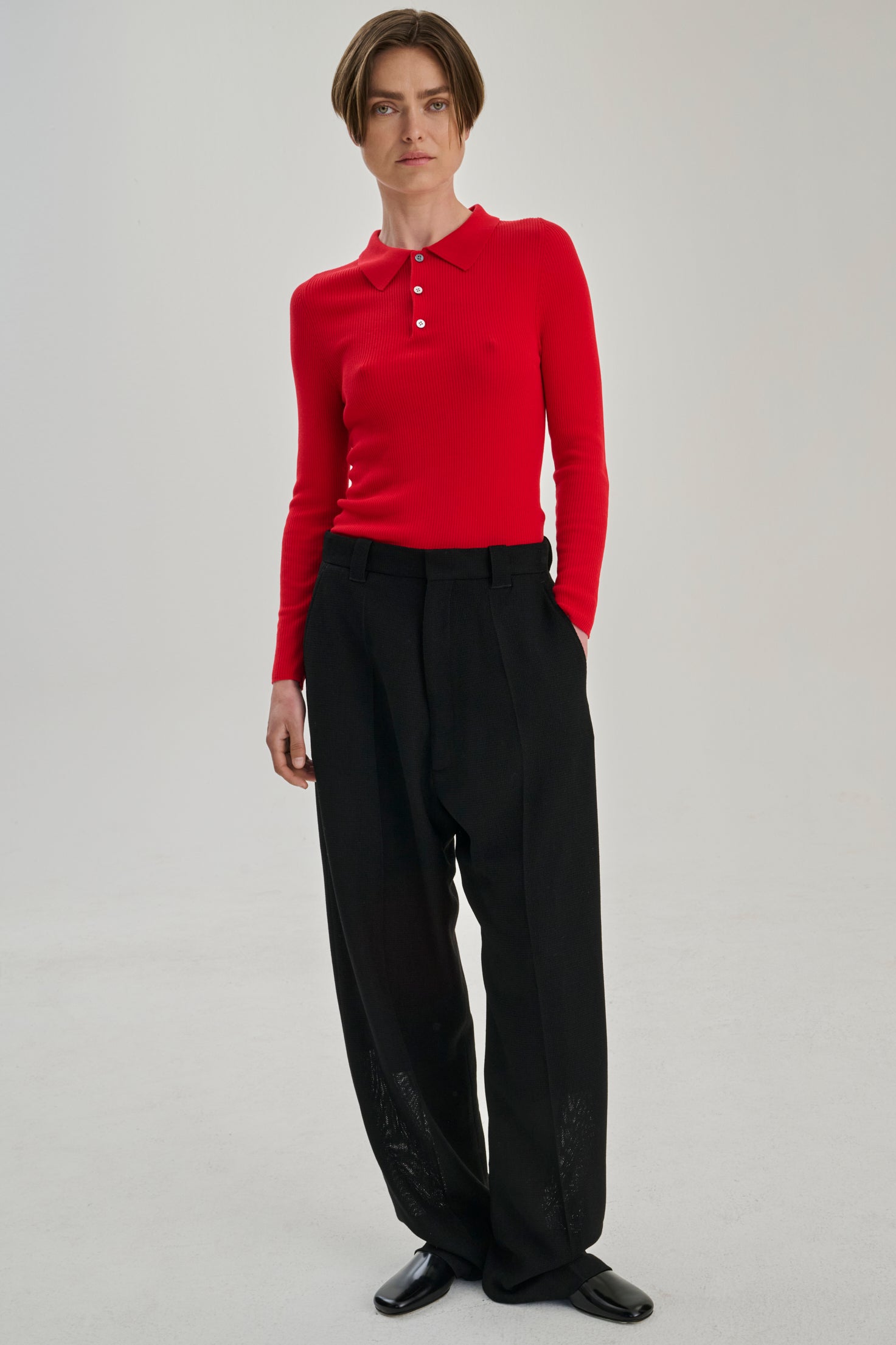 SW32.13 | Rib Polo | Lyocell Wool | Red