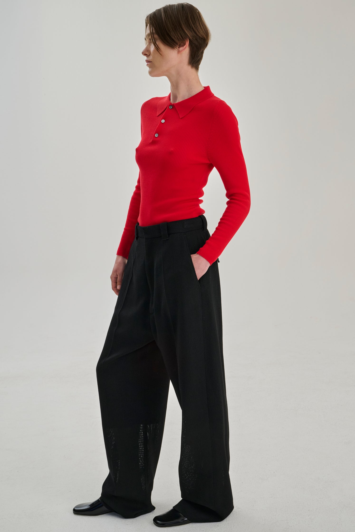 SW32.13 | Rib Polo | Lyocell Wool | Red