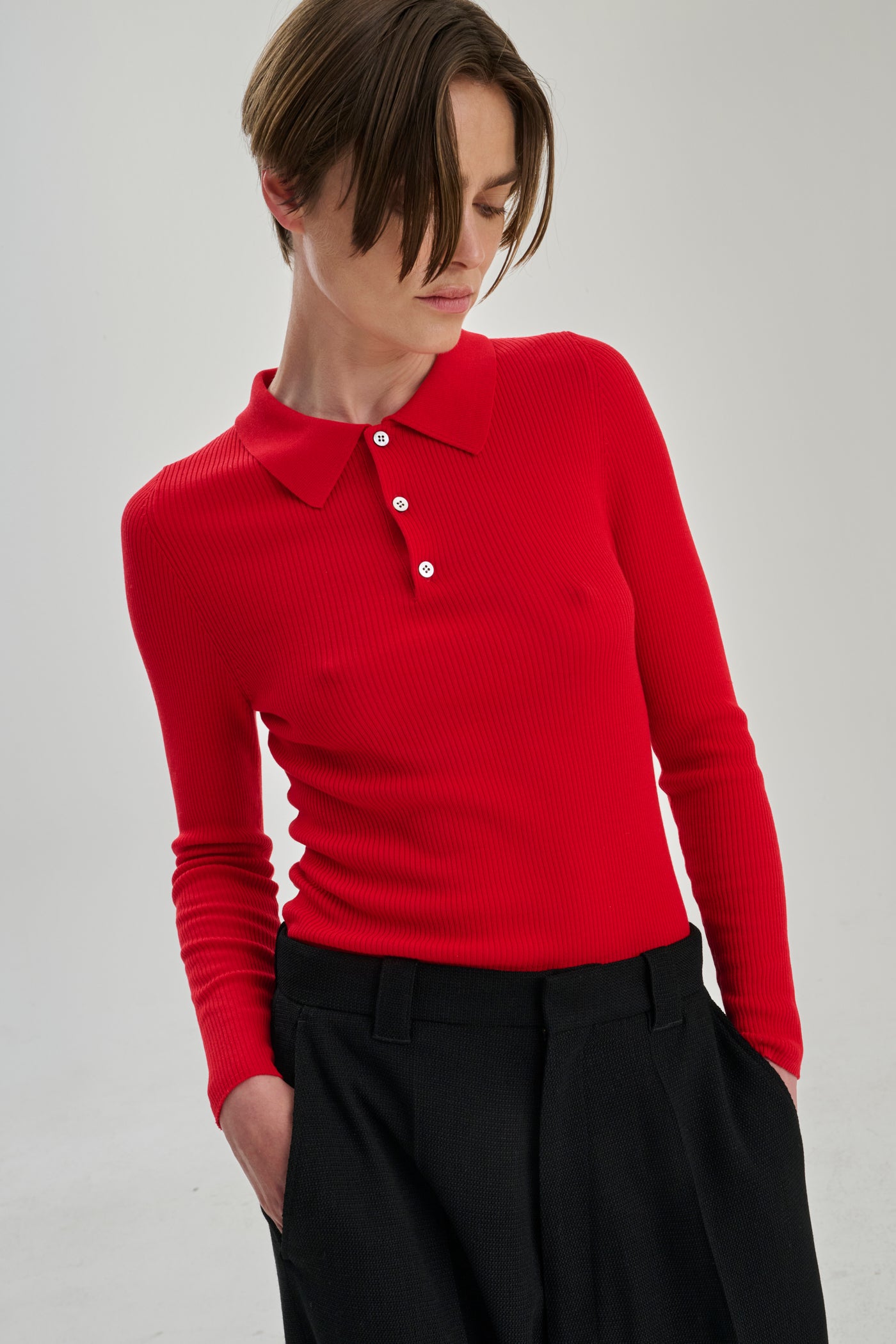 SW32.13 | Rib Polo | Lyocell Wool | Red