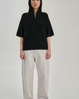 SW30.01 | Zip Polo | Lyocell Wool | Black