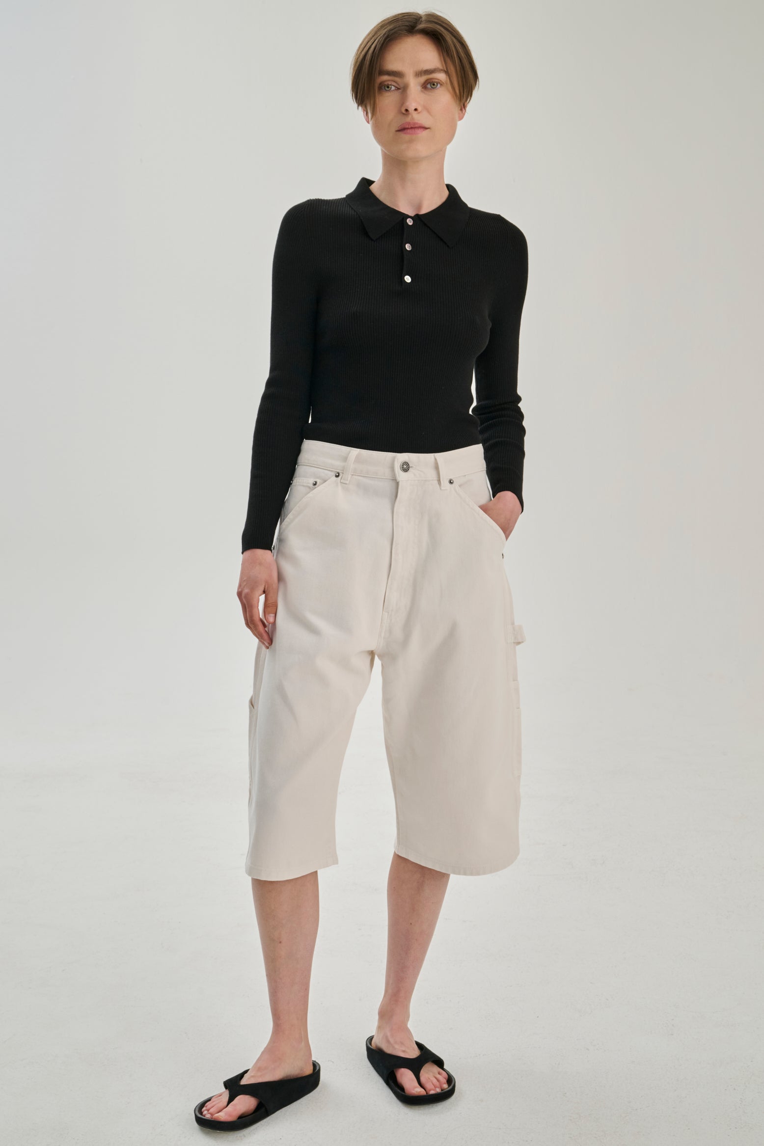 SW32.01 | Rib Polo | Lyocell Wool | Black