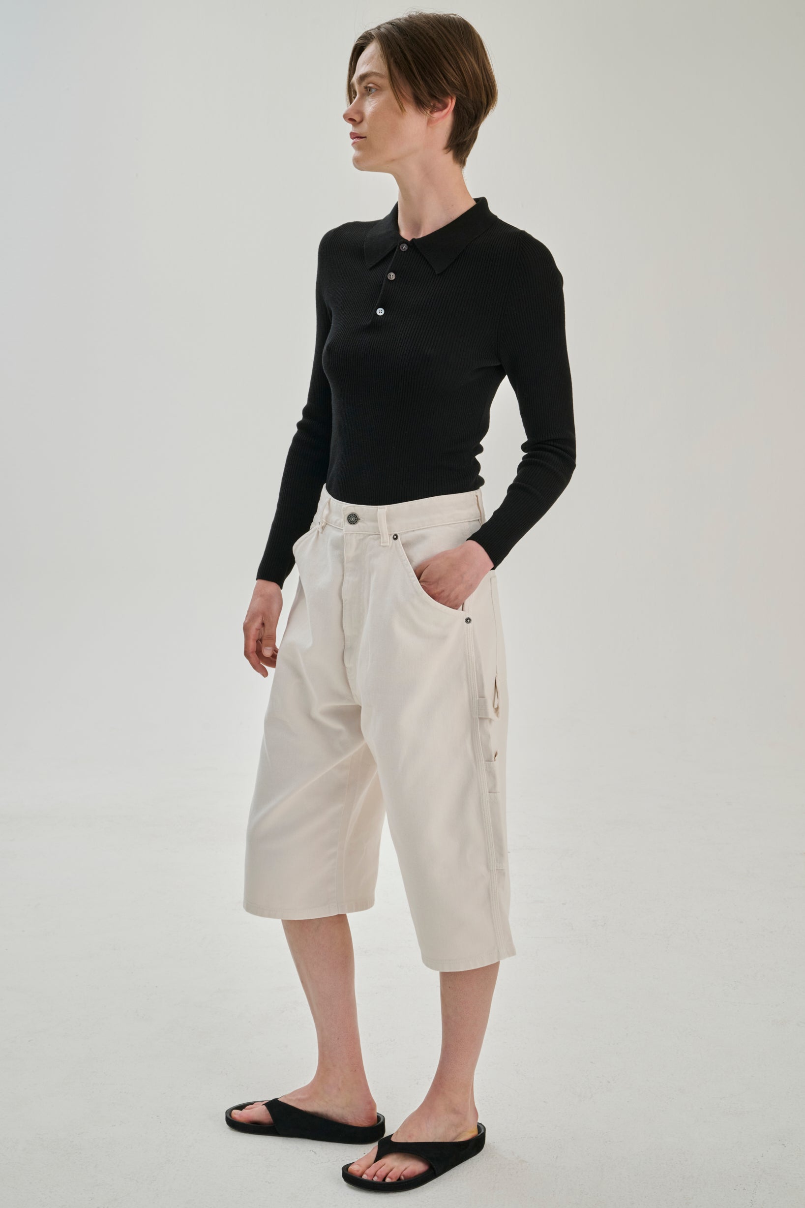 SW32.01 | Rib Polo | Lyocell Wool | Black