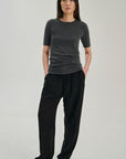 SW34.07 | Long Fitted Tshirt | Dark Grey | Silk Wool Cashmere