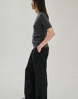 SW34.07 | Long Fitted Tshirt | Dark Grey | Silk Wool Cashmere