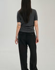 SW34.07 | Long Fitted Tshirt | Dark Grey | Silk Wool Cashmere