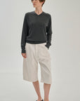 SW35.12 | High V Neck | Olive | Silk Wool Cashmere