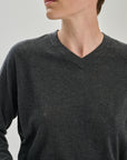 SW35.12 | High V Neck | Olive | Silk Wool Cashmere